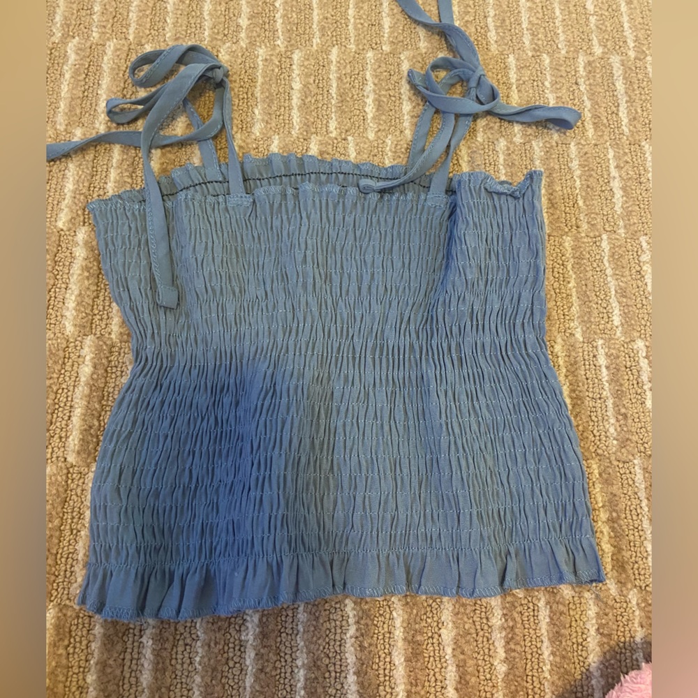 Blue strap tank top